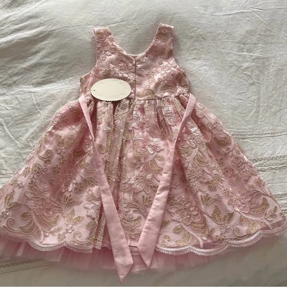 American Princess Pink Dress with Gold Lace